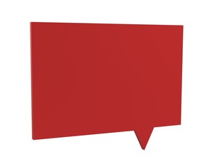 3d dialogue speech balloon on white background. 3d illustration of red speech bubble.
