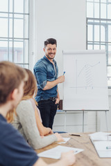Young man giving a business presentation