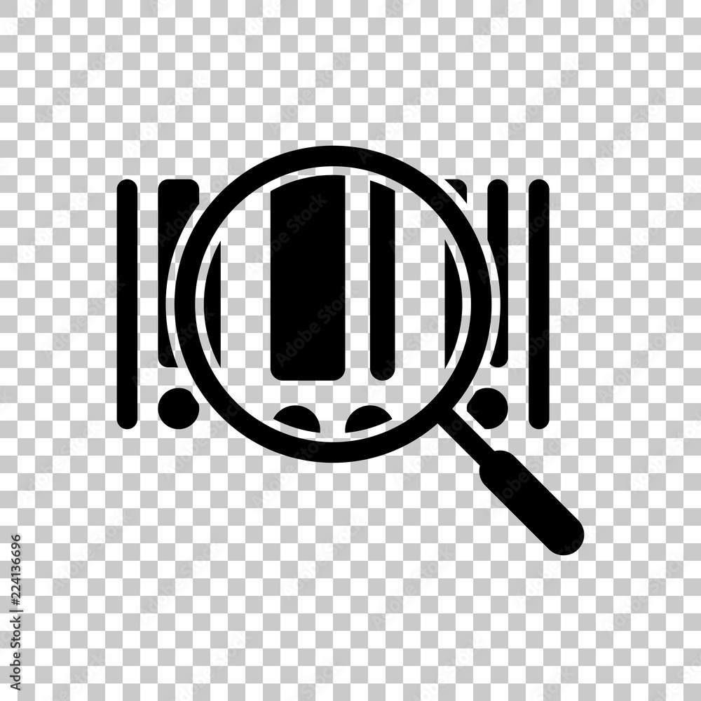 Poster bar code and magnifying glass. simple icon. on transparent backg