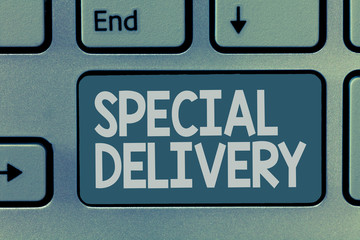 Word writing text Special Delivery. Business concept for getting products or service directly to your home any place.