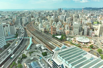 Zelfklevend Fotobehang Treinstation Kobe station gezien vanuit de lucht