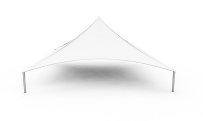 3D render clean white canopy, tent for outdoor activity and canvas, pipe structure in isolated background with work paths, clipping paths included