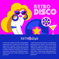 Retro disco party. A colorful poster, a poster in a retro style.