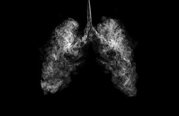 A concept image when smoke goes inside the lungs. Campaign for quitting smoking or living in a...