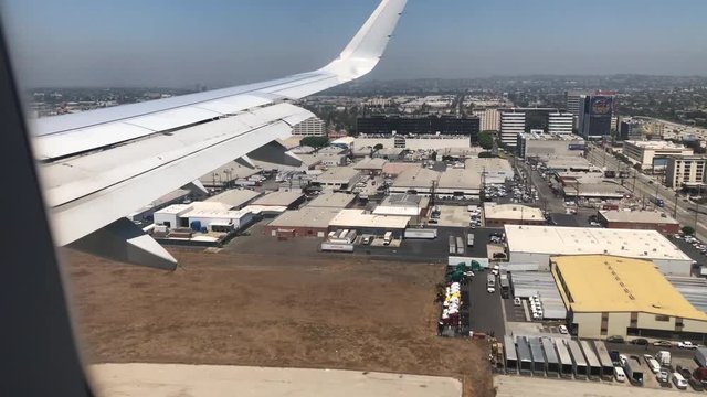 Airplane Landing in Los Angeles LAX