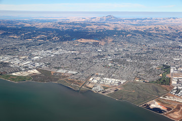 San Francisco Bay Area: Aerial view looking towards the east bay area.