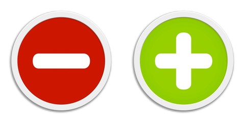 Fototapeta premium Dwa okrągłe przyciski: plus i minus
