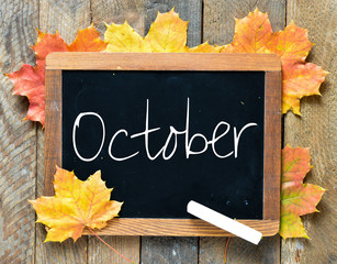 October text on chalkboard