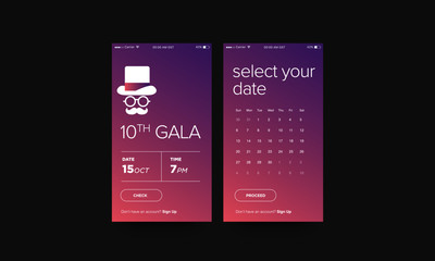 10th Gala Formal Event Invite with Hat Spectacles and Moustache Vector Illustration 