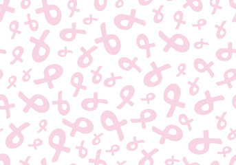 Pink ribbon breast cancer awareness month seamless background. Vector illustration.