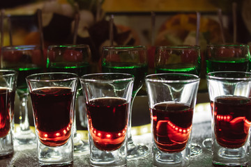 Colorful drink , cocktail drink with backlighting, party night