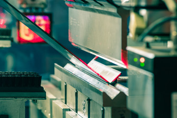 Sheet metal bending with laser safety tool turned on.
