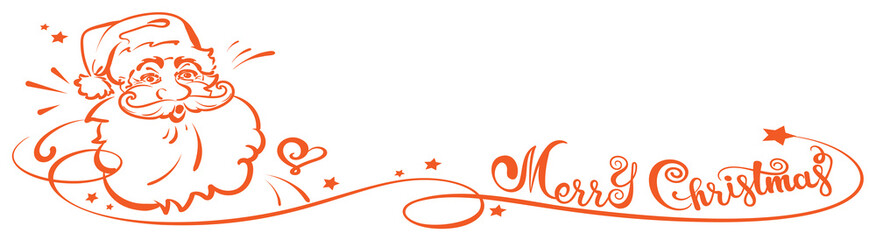 Naklejka premium Merry Christmas banner with Santa Claus and calligraphy, vector