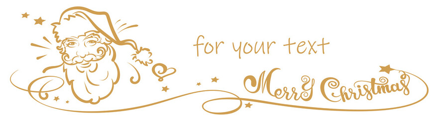 Banner with Santa Claus and calligraphy happy Christmas. Vector