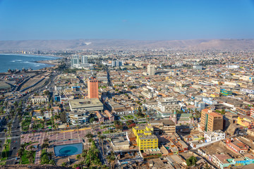 Fototapeta na wymiar Aerial view of the city of Arica, Chile