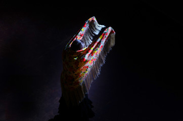 woman dancing flamenco with an spanish shawl - obrazy, fototapety, plakaty