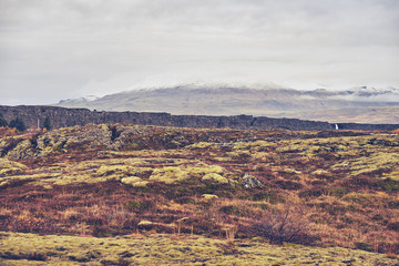 Autumn landscape in The Thingvellir National Park