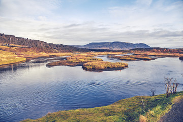 Obraz premium Autumn landscape in The Thingvellir National Park