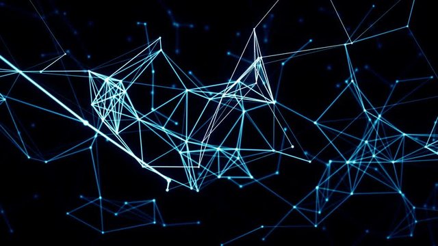 Abstract blue connected lines. 3D Network 4k seamless loop