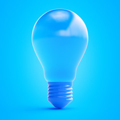 3d rendered illustration of a blue light bulb