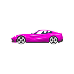Obraz na płótnie Canvas Fuchsia sports racing car, supercar, side view vector Illustration on a white background