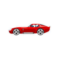 Sports racing car, red supercar, side view vector Illustration on a white background