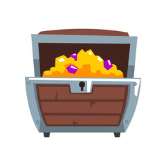 Opened wooden treasure chest vector Illustration on a white background