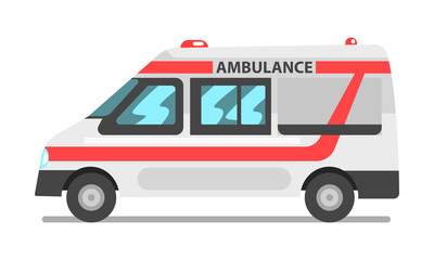 Ambulance service car, emergency medical service vehicle vector Illustration on a white background