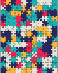 illustration of colorful shiny puzzle, separate parts