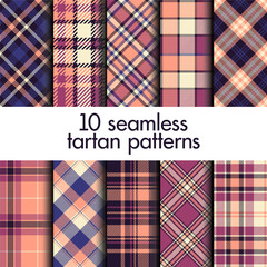 Fototapeta premium Set of seamless tartan pattern