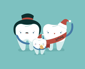 Family dental on Christmas day, dental concept.
