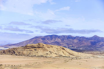 Fototapeta na wymiar Luftaufnahme, flacher Granithügel, Namib-Naukluft-Nationalpark, nordöstlicher Teil