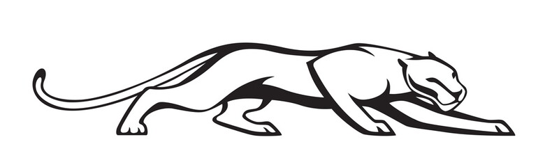 Black stylized silhouette of panther. Vector wildcat  illustration. Isolated on white background as logo or mascot © Ekaterina