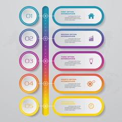 5 steps timeline infographic element. 5 steps infographic, vector banner can be used for workflow layout, diagram,presentation, education or any number option. EPS10.