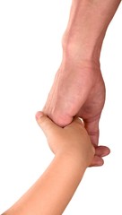 Child Touching the Hand of Father