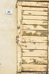 wooden door with address lable,traditional tuscany Italy,europe style