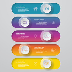 5 steps simple&editable process chart infographics element. EPS 10.