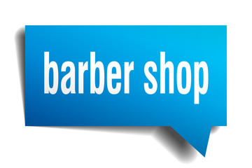 barber shop blue 3d speech bubble
