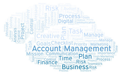 Account Management word cloud, made with text only.