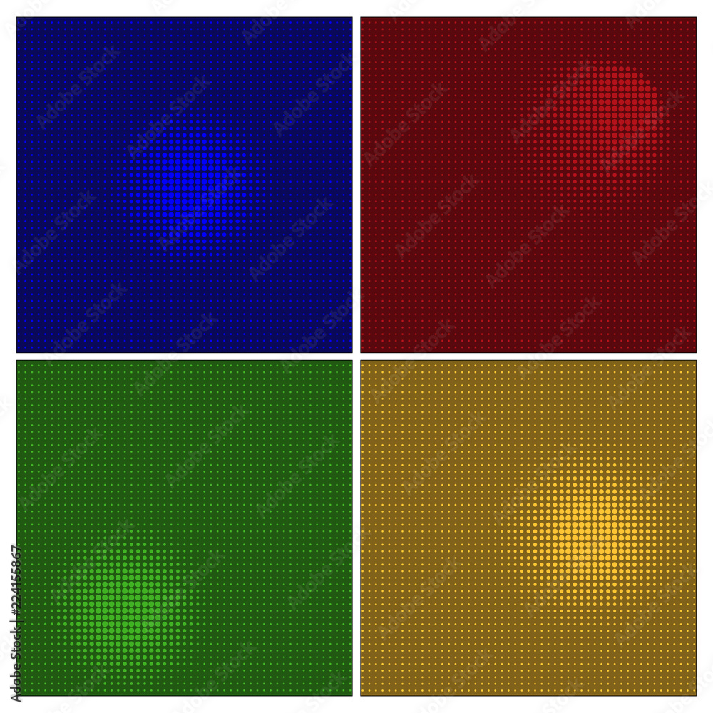 Poster halftone effect set. vector abstract different color dotted backgrounds.