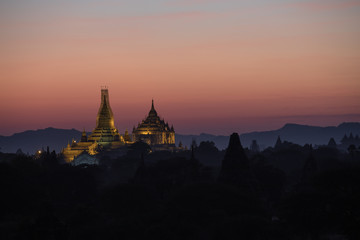 Buddha temple in the sunset dawn