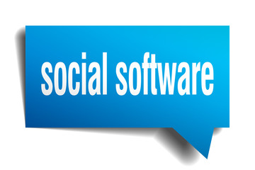 social software blue 3d speech bubble