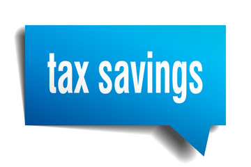 tax savings blue 3d speech bubble