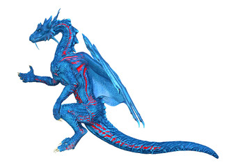 3D Rendering Fairy Tale Dragon on White