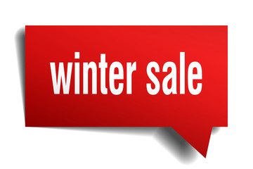 winter sale red 3d speech bubble
