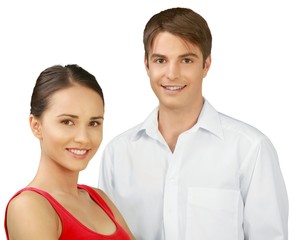 Friendly Man and Woman - Isolated