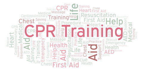 CPR Training word cloud, made with text only.