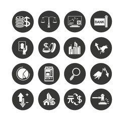 finance icons set in circle button style