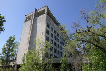 Abandoned houses in the Ghost Town of Pripyat, Chernobyl zone, Ukraine