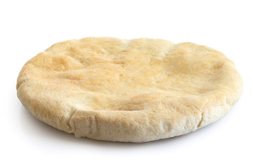 Plain pita bread isolated on white.
